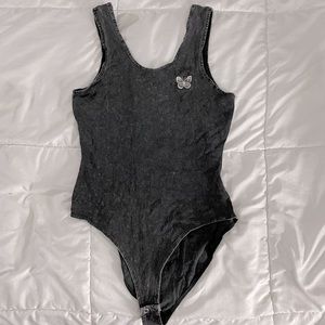 Denim wash butterfly bodysuit